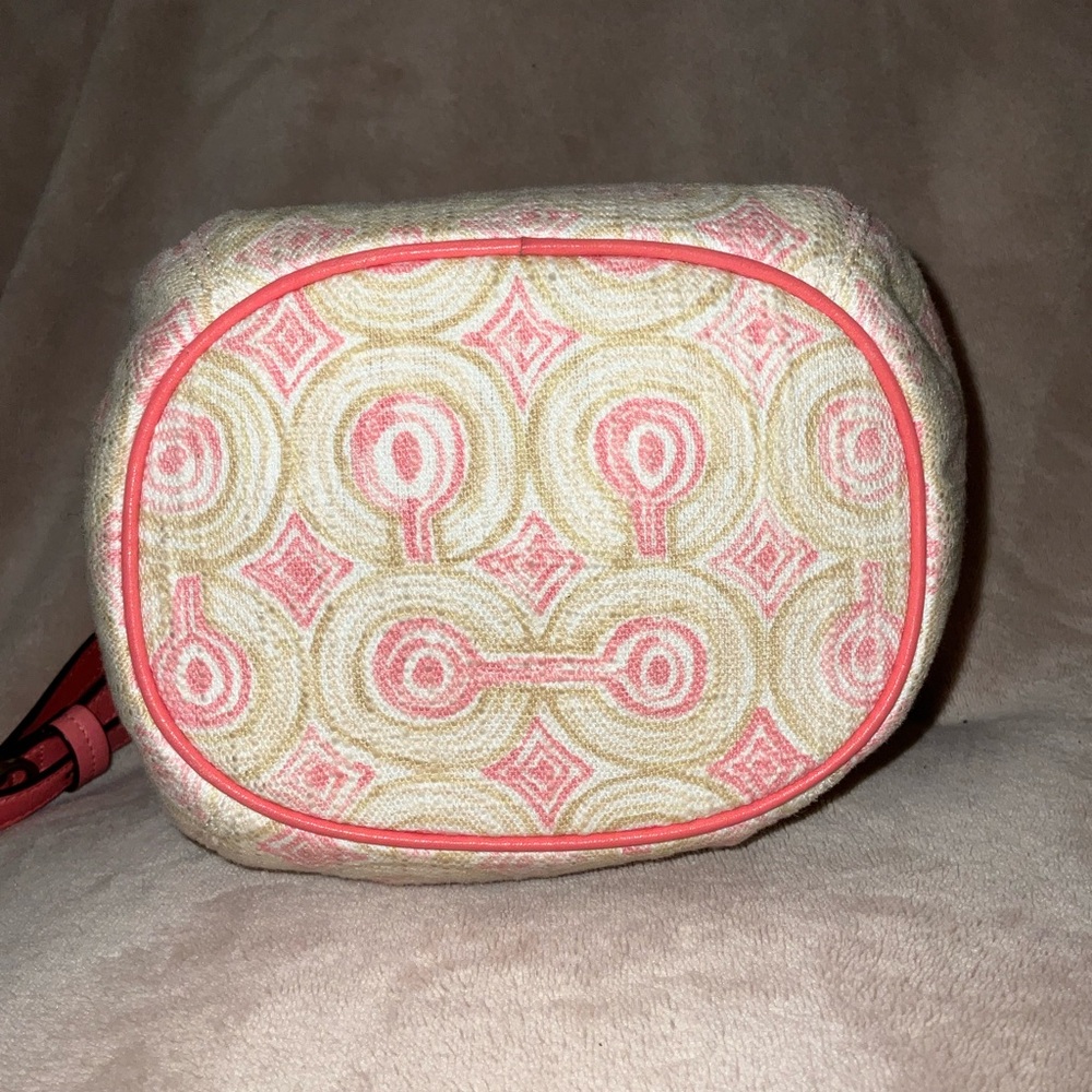 Coach Mini Dempsey Bucket Jacquard Rose PINK Leather Trim. - Picture 4 of 9